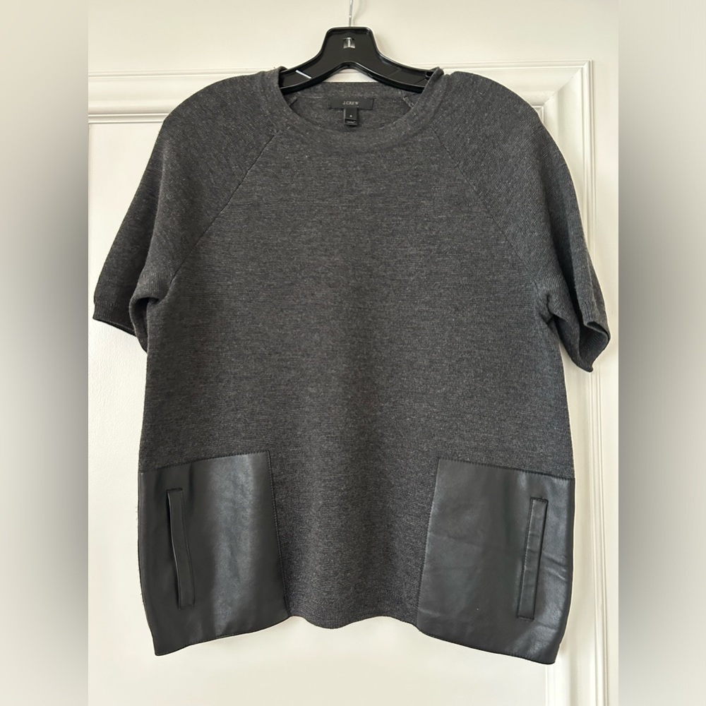 J.Crew Top with faux leather details
